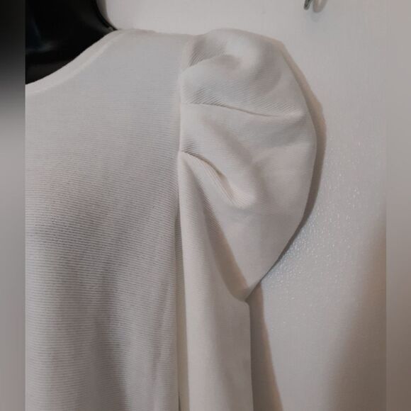 Nine West white puffy sleeve sweater - Picture 3 of 4